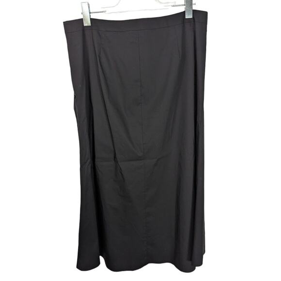 Trouve Black Midi Skirt Ruched Front Faux Zipper Slight Hi Low Size XL - Picture 3 of 8